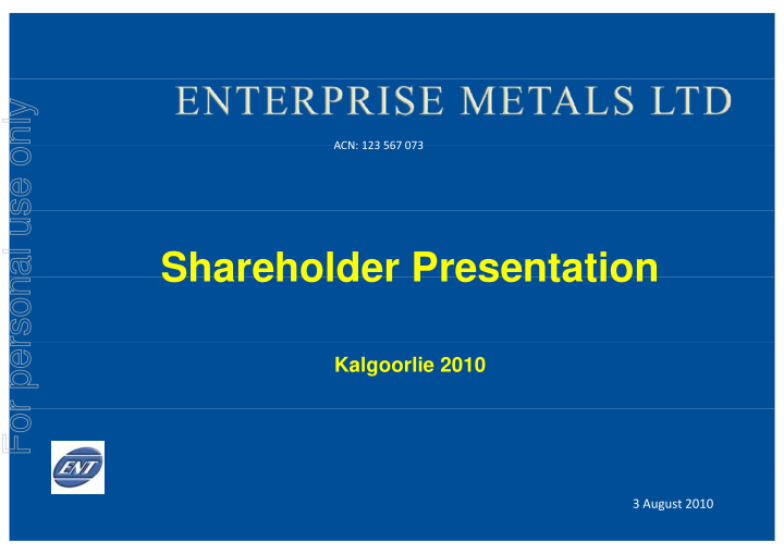 shareholder presentation shareholder presentation