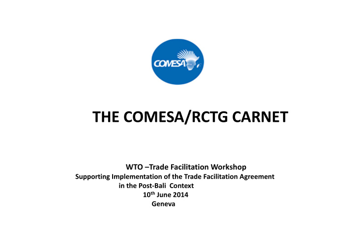 the comesa rctg carnet