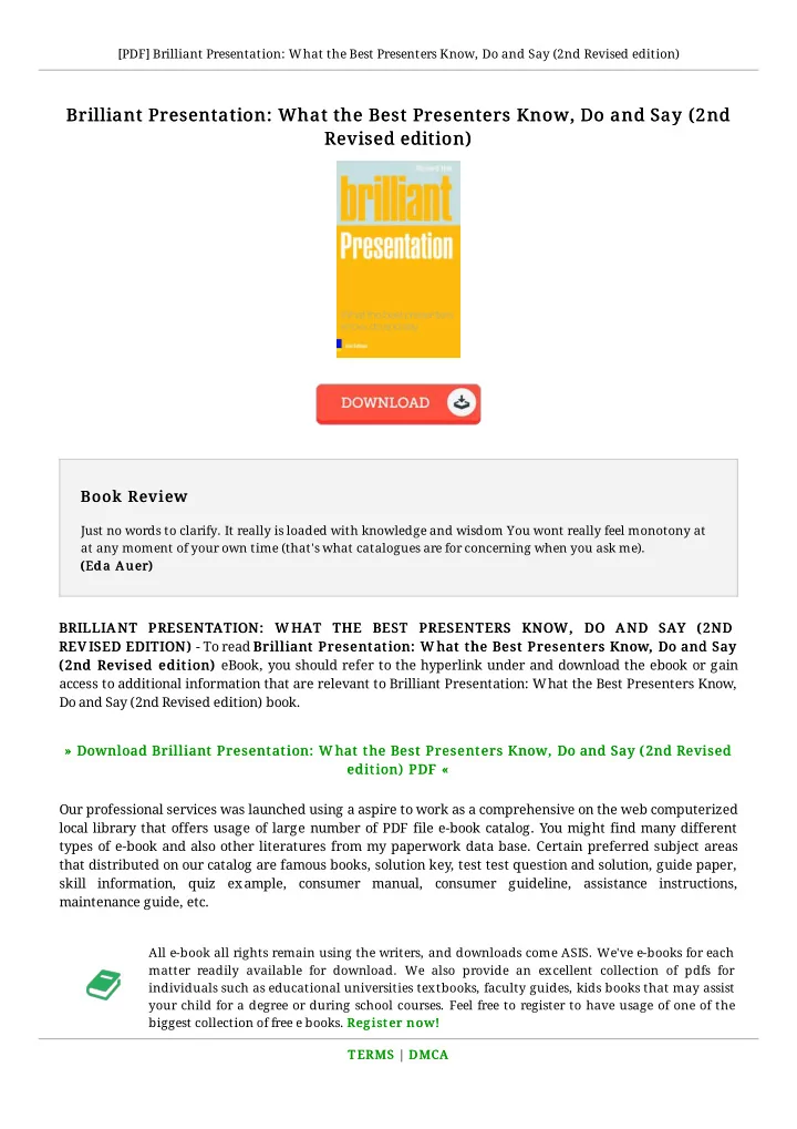 brilliant presentation what the best presenters know do