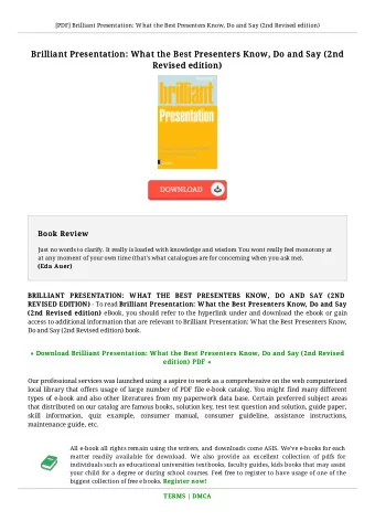 Brilliant Presentation: What the Best Presenters Know, Do and Say (2nd  Brilliant Presentation: