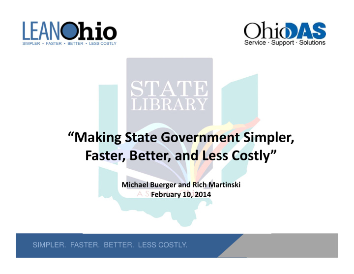 making state government simpler faster better and less