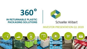 360   IN RETURNABLE PLASTIC  PACKAGING SOLUTIONS  INVESTOR PRESENTATION Q1 2019  Disclaimer THIS