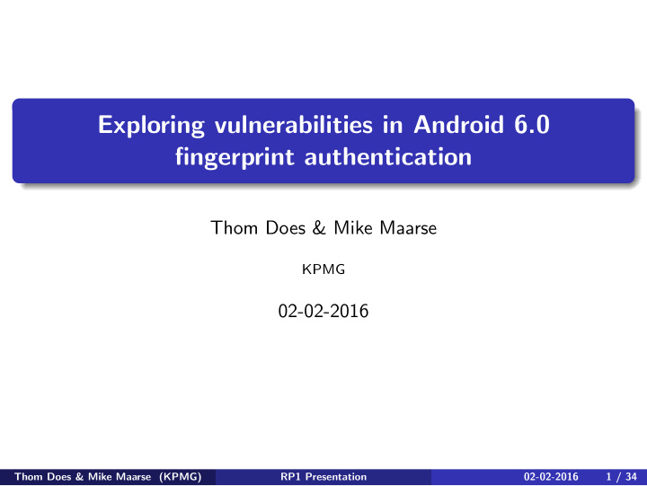 exploring vulnerabilities in android 6 0 fingerprint
