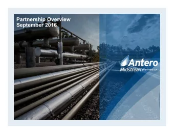 Partnership Overview  September 2016  FORWARD-LOOKING STATEMENTS  This presentation contains