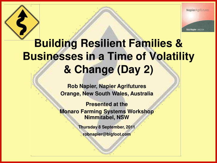 building resilient families businesses in a time of