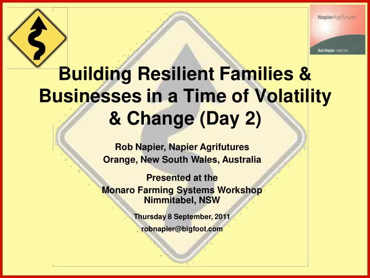 building resilient families businesses in a time of
