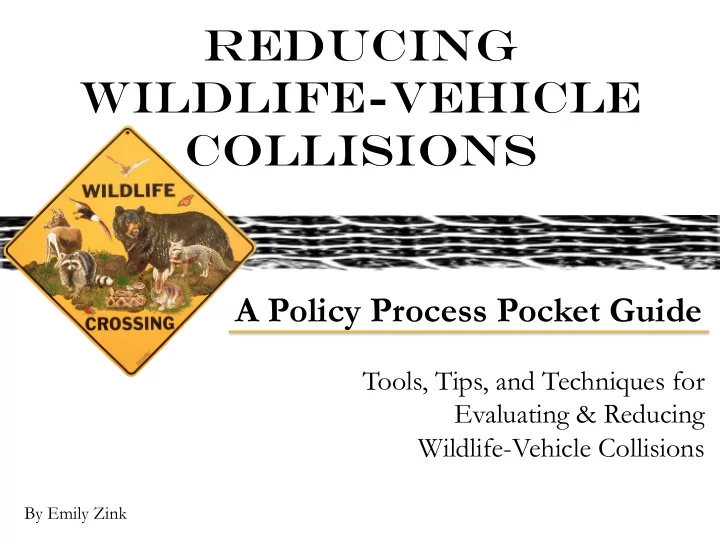 reducing wildlife vehicle collisions