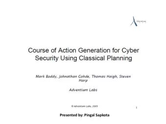 Presented by: Pingal Sapkota  Classical Planning  Forward Heuristic Search  Hoffmanns metric