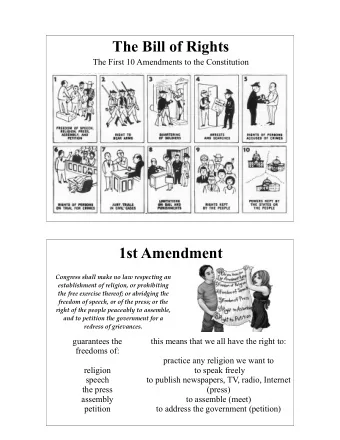 1st Amendment  Congress shall make no law respecting an   establishment of