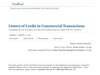 Letters of Credit in Commercial Transactions  Leveraging the Use of Letters of Credit and Drafting