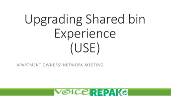 Experience  (USE) APARTMENT OWNERS NETWORK MEETING VOICE  working for a  more sustainable