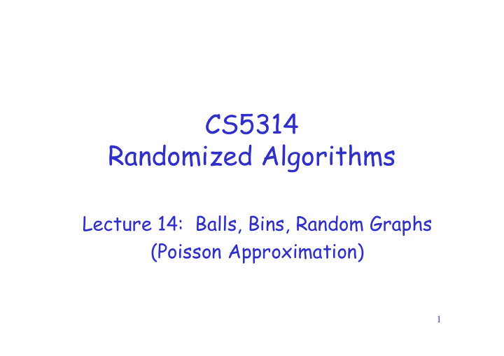 cs5314 randomized algorithms