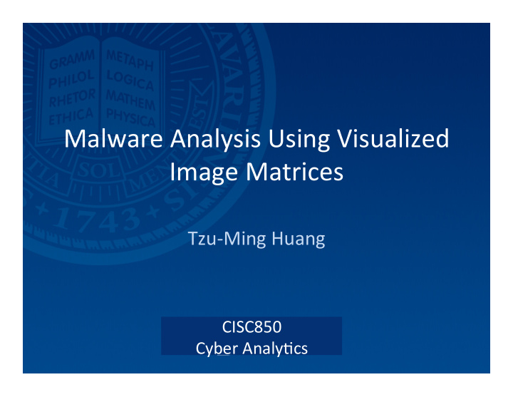 malware analysis using visualized image matrices