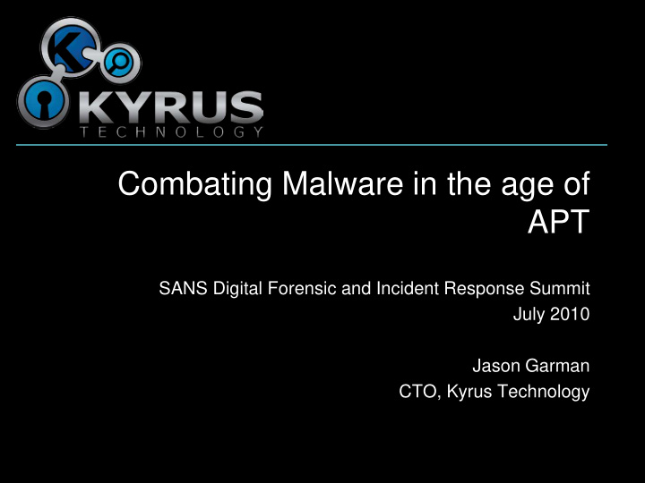 combating malware in the age of apt