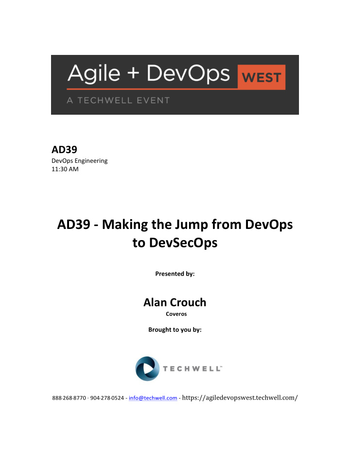 ad39 making the jump from devops to devsecops