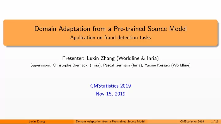 domain adaptation from a pre trained source model