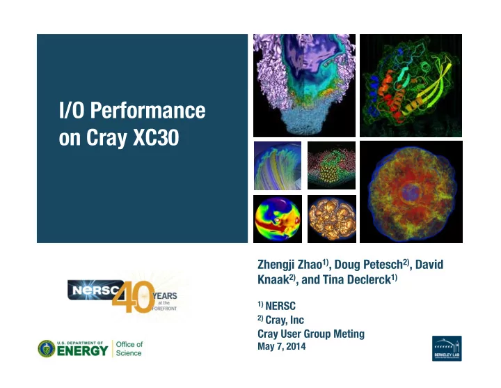 i o performance on cray xc30