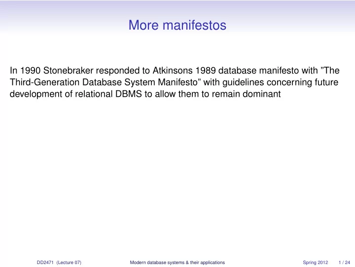 more manifestos