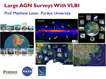Large AGN Surveys With VLBI  Prof. Matthew Lister,  Purdue University  EVN  MOJAVE  VLBA  LBA