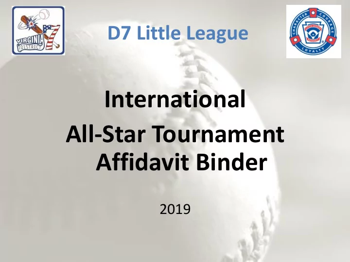 international all star tournament affidavit binder