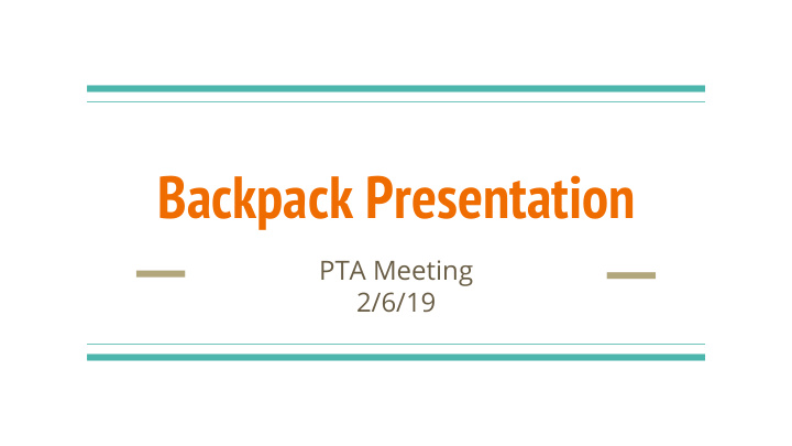 backpack presentation