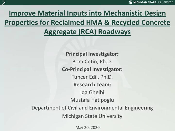 properties for reclaimed hma amp recycled concrete