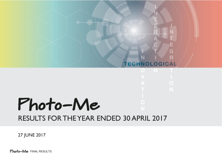 results for the year ended 30 april 2017