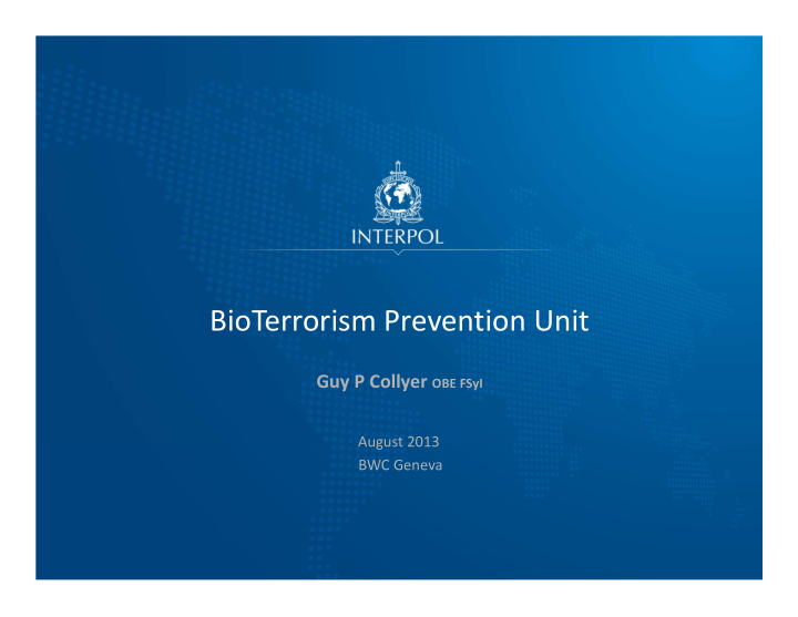 bioterrorism prevention unit