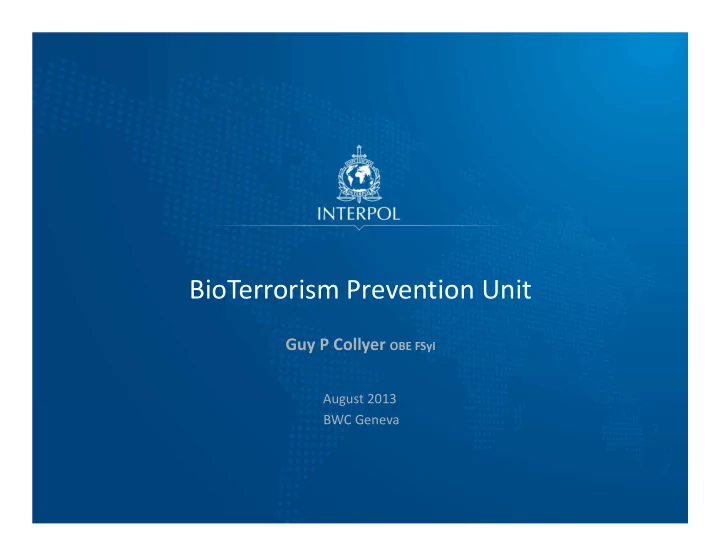 bioterrorism prevention unit
