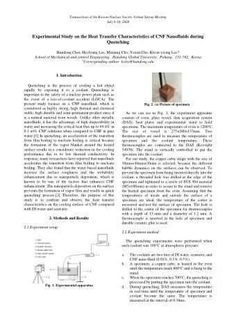 Experimental Study on the Heat Transfer Characteristics of CNF Nanofluids during  Quenching Hundong