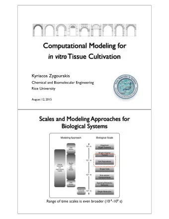 Computational Modeling for in vitro Tissue Cultivation  Kyriacos Zygourakis  Chemical and