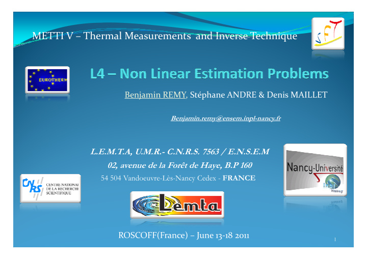 metti v thermal measurements and inverse technique