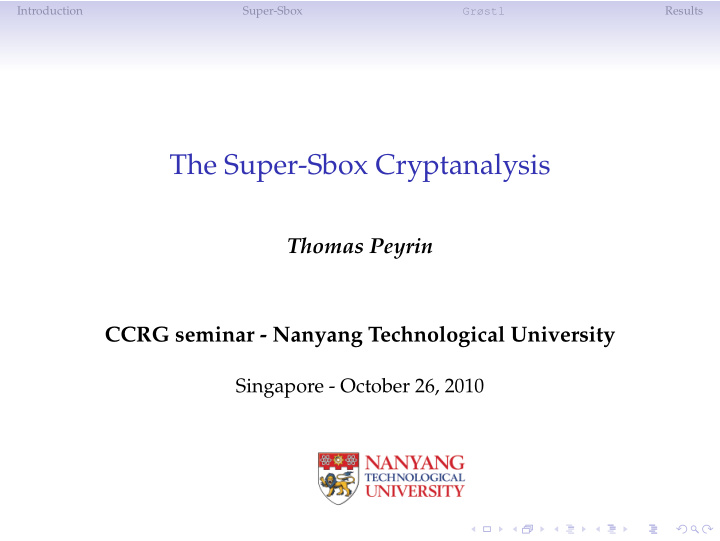 the super sbox cryptanalysis