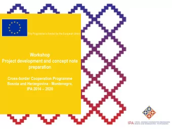Workshop  Project development and concept note  preparation  Cross-border Cooperation Programme