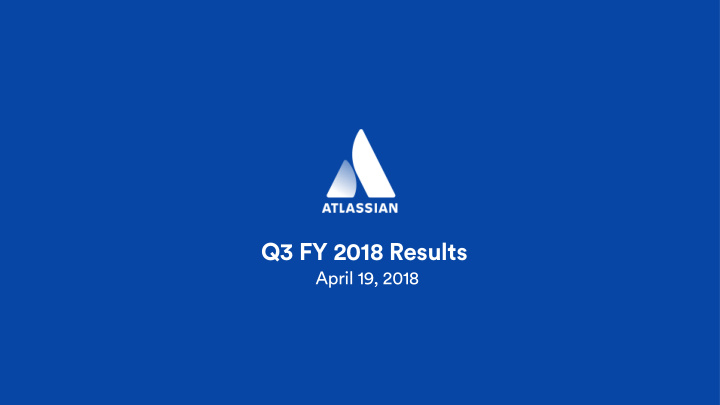 q3 fy 2018 results
