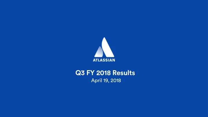 q3 fy 2018 results