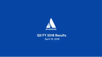 Q3 FY 2018 Results  April 19, 2018  Legal disclosure  This presentation contains forward-looking