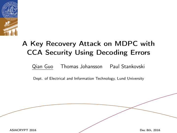 a key recovery attack on mdpc with cca security using
