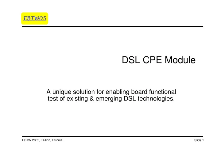 dsl cpe module