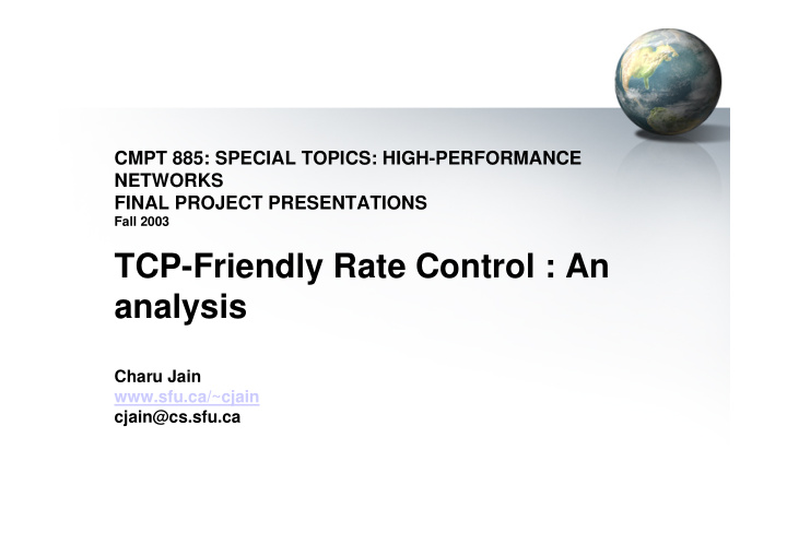 tcp friendly rate control an analysis