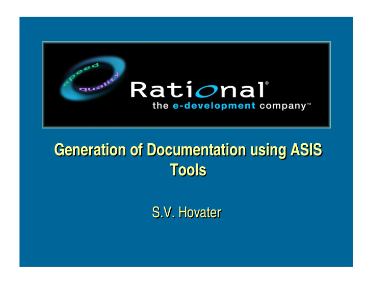 generation of documentation using asis generation of