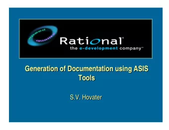 Generation of Documentation using ASIS  Generation of Documentation using ASIS  Tools  Tools  S.V.