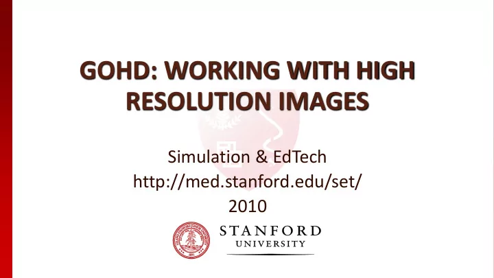 gohd working with high