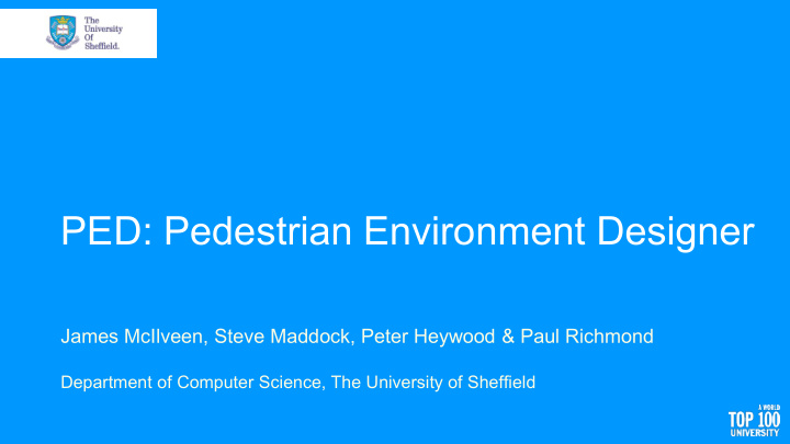 ped pedestrian environment designer