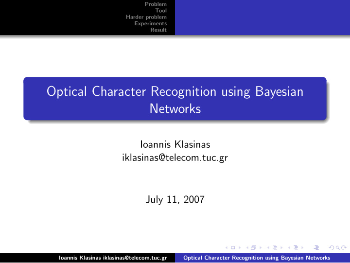 optical character recognition using bayesian networks