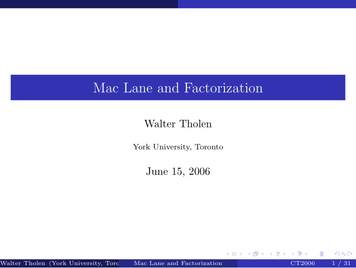 mac lane and factorization