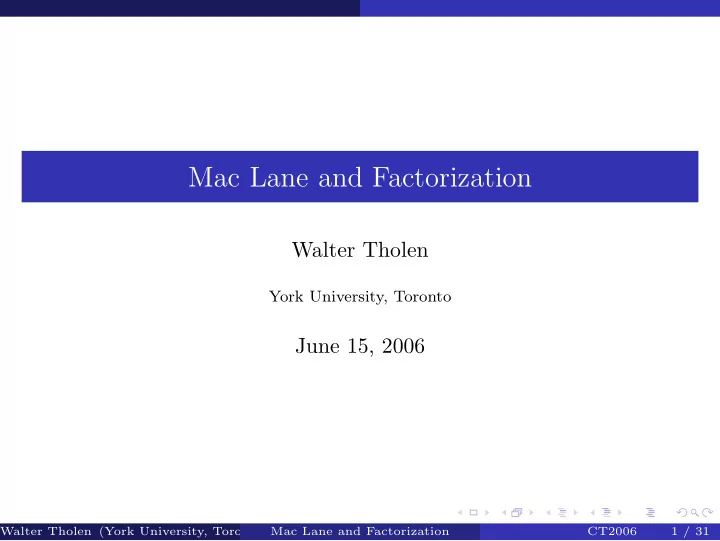 mac lane and factorization