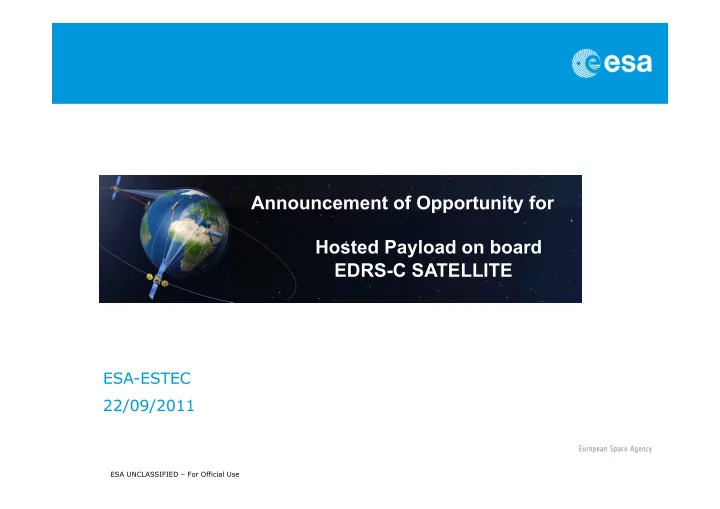 announcement of opportunity for hosted payload on board