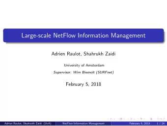 Large-scale NetFlow Information Management  Adrien Raulot, Shahrukh Zaidi  University of Amsterdam