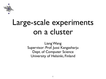 Large-scale experiments    on a cluster      Liang Wang    Supervisor: Prof. Jussi